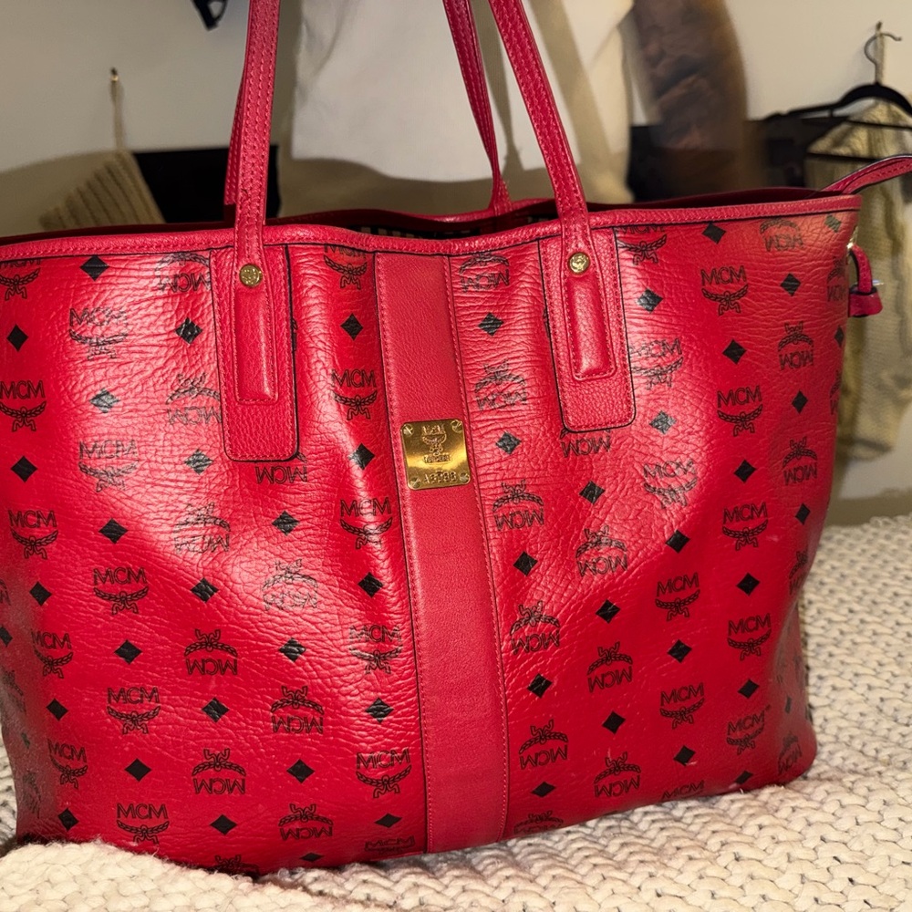 MCM Large Red Tote Bag